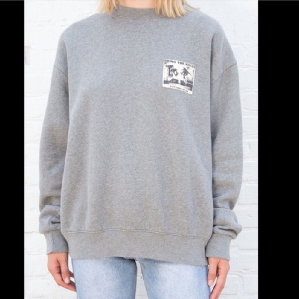 BRANDY MELVILLE "Bring the Noize" Grey Crewneck Sweatshirt